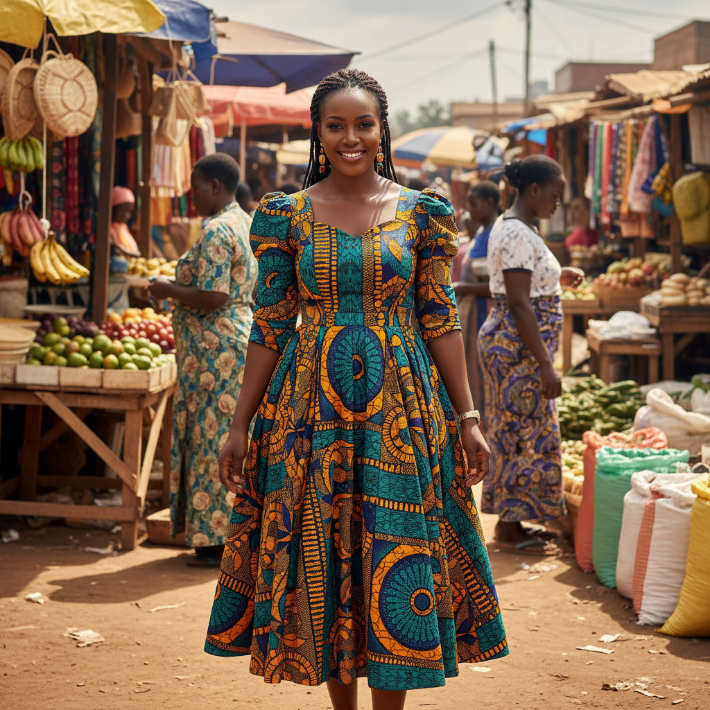 Vibrant Ladies' Ankara Midi Dress, Size 12 | KSh 3,200 | KenyaAdvert