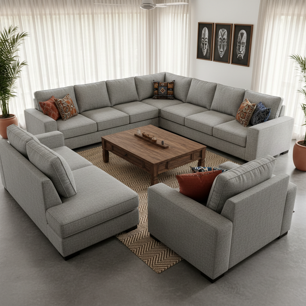 Comfortable 7 Seater Grey Fabric Sofa Set for Your Mombasa…
