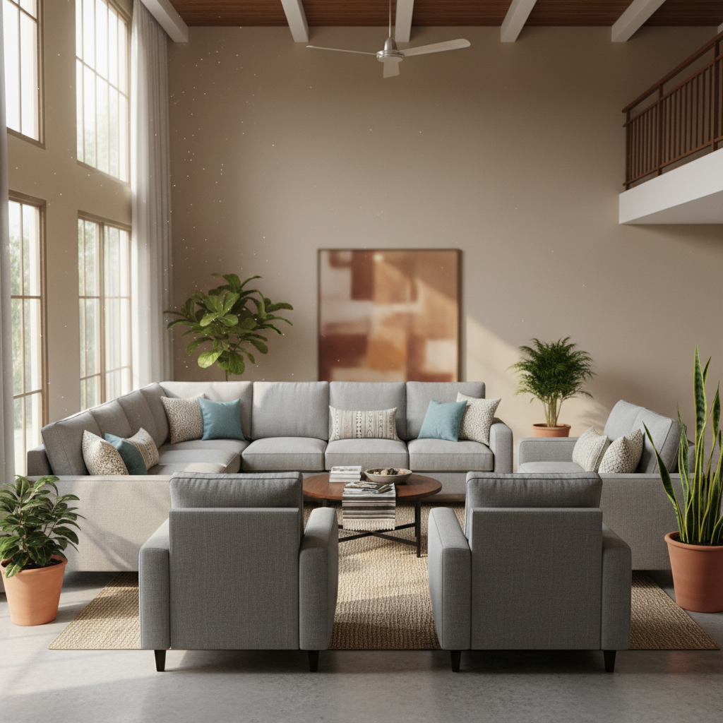 Comfortable 7 Seater Grey Fabric Sofa Set for Your Nakuru…