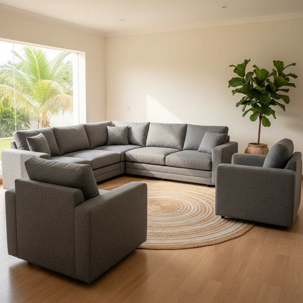 Comfortable 7 Seater Grey Fabric Sofa Set for Your Mombasa…